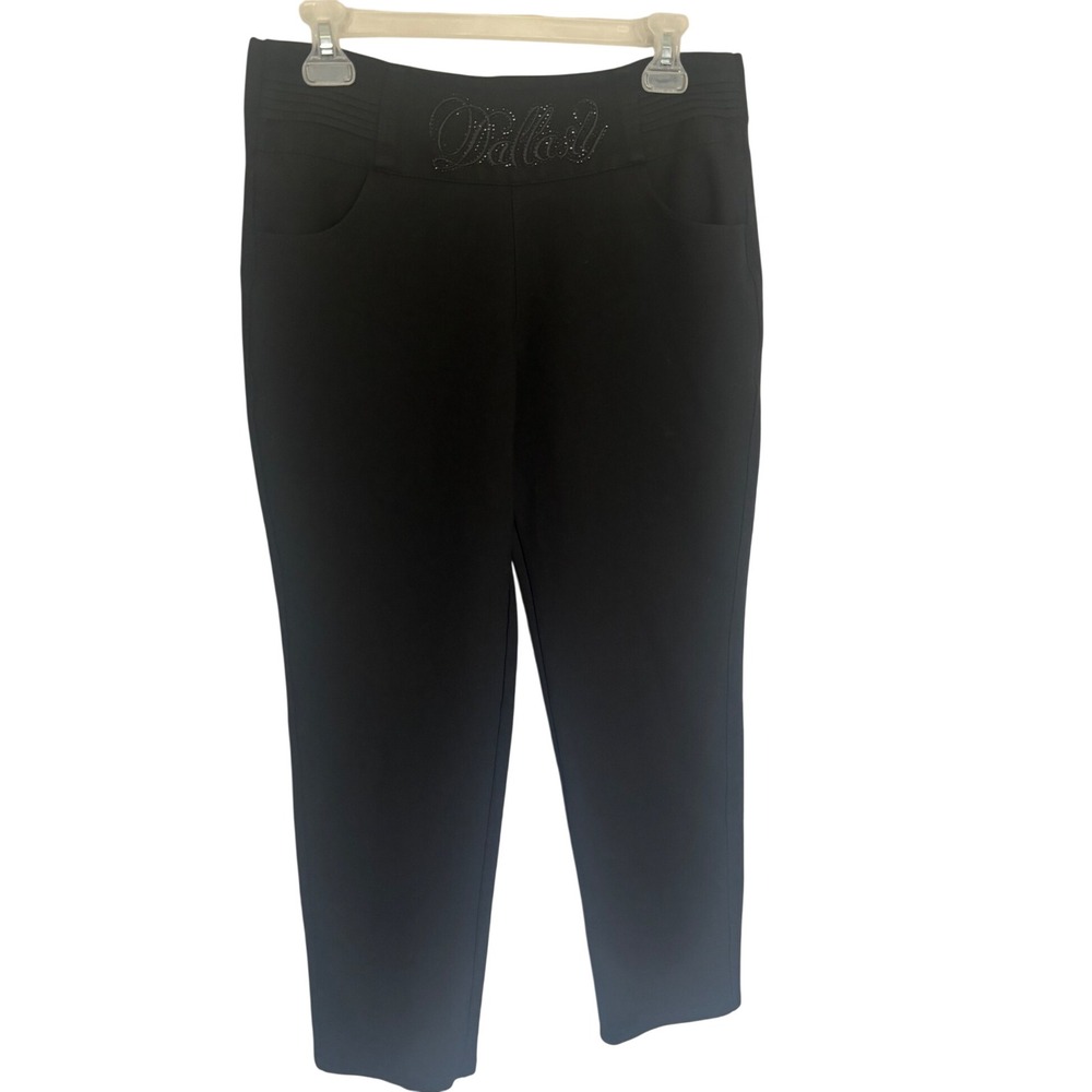 Liz Claiborne Dallas Rhinestone Black Pull On Trousers Pants Womens Size 40